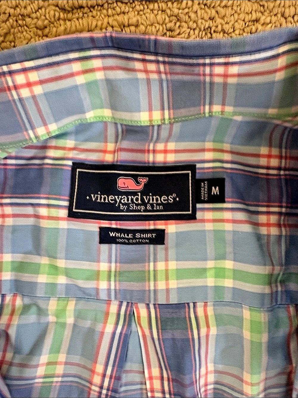 Vineyard Vines Whale Shirt Plaid Cotton Shirt Size Medium Like New - Picture 2 of 2